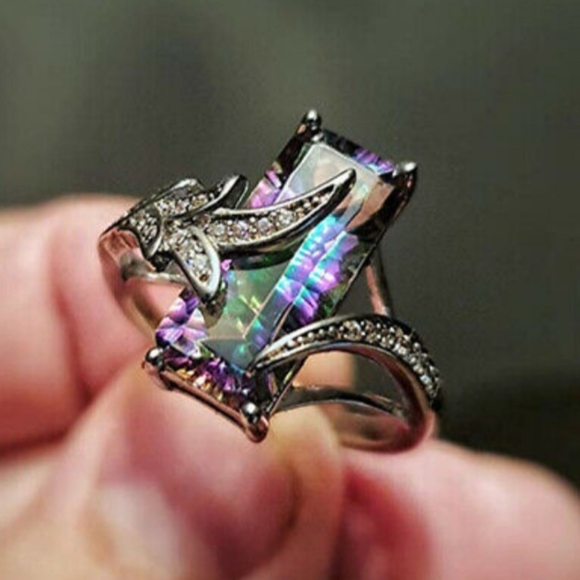 Rainbow Mystic Fire Topaz Ring - Picture 14 of 14